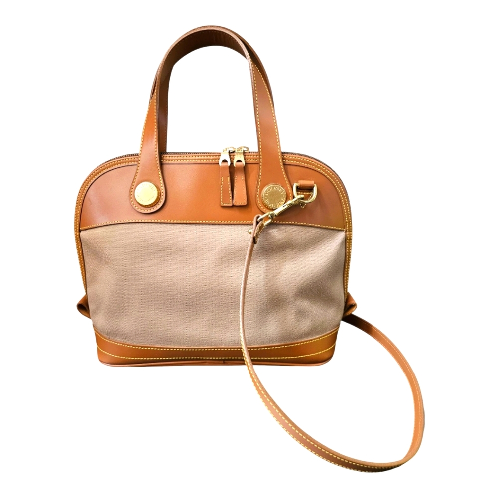 Dooney & Bourke Vintage Canvas & Leather Domed Handbag With Crossbody Strap